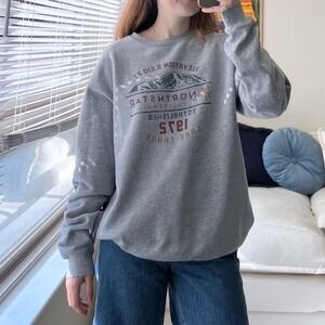 Northstar California Lake Tahoe Grey Graphic Crewneck Sweatshirt Raglan Sleeve